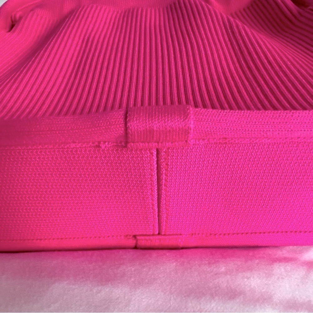 NEW! Alexander Wang Neon Bubblegum Pink Ryan Small Ribbed Knit Bag Satchel FWRD - Picture 6 of 12